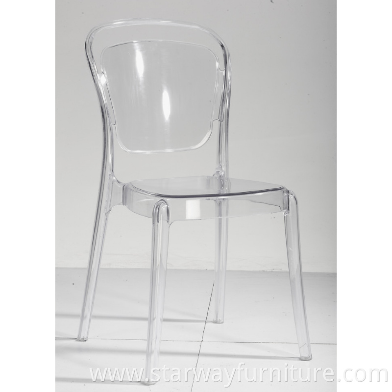 Acrylic PC Transparent Armchair Clear Plastic Garden Chair for Wedding and Restaurant